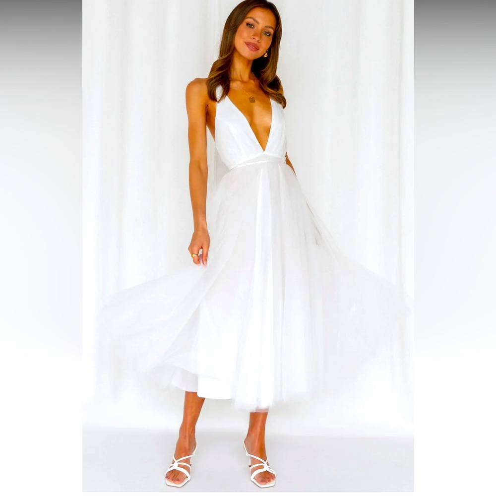 SUMMER CINDERELLA MIDI DRESS WHITE